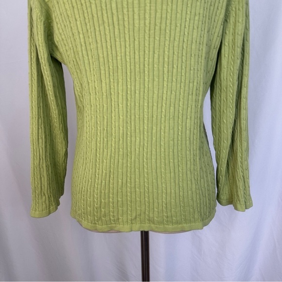 Pursuits, ltd. Sweater Womens Size XL Silk Blend Vneck Cable Knit Pullover Green - Picture 6 of 9